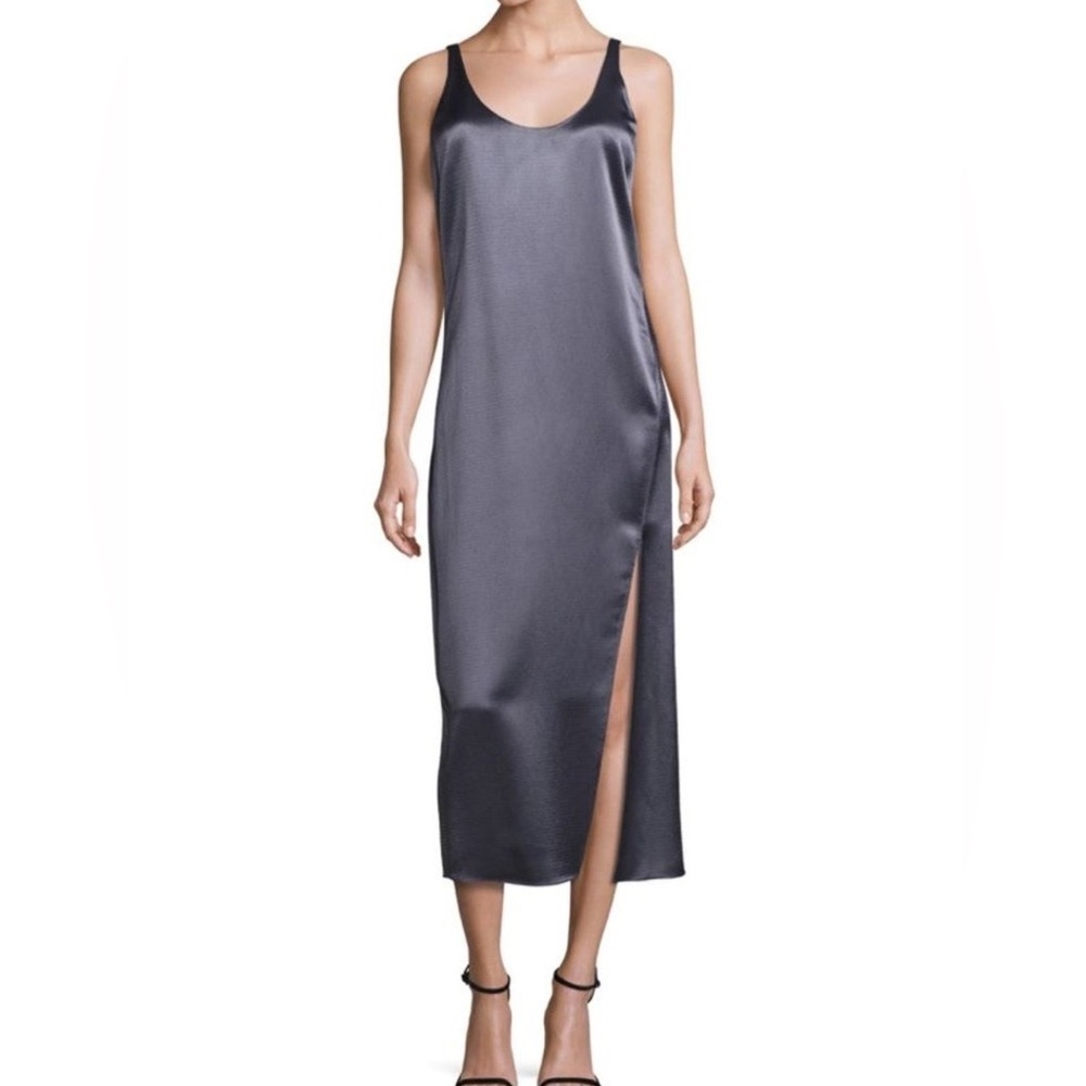 Diane Von Furstenberg Lyla Charmeuse Slip Dress Rock Gray Small Silk